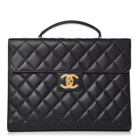 CHANEL Caviar Quilted Briefcase Laptop Bag Black